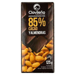 Chocolate Negro 85% Cacao y Almendra 125g - El Clavileño-chocolates clavileno-80%,Chocolate Negro,Con Almendras,Con Frutos Secos,El Clavileño,Sin Gluten,tabletas