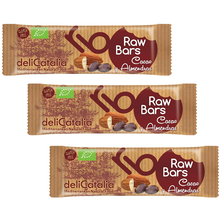 chocolateSI.com Barritas Ecológicas Raw de Cacao y Almendras - Pack 3 unidades - (30g cada una) Delicatalia