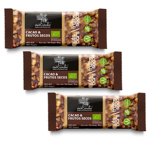 Barritas Ecológicas de Cacao y Frutos Secos - Pack de 3 -  Delicatalia (40g  Cada Una)