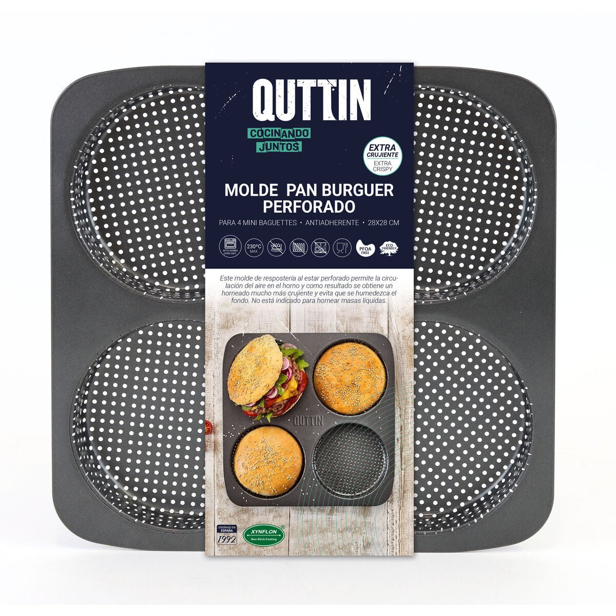 Molde con forma Quttin Burguer 28 x 28 x 2,5 cm - chocolateSI.com