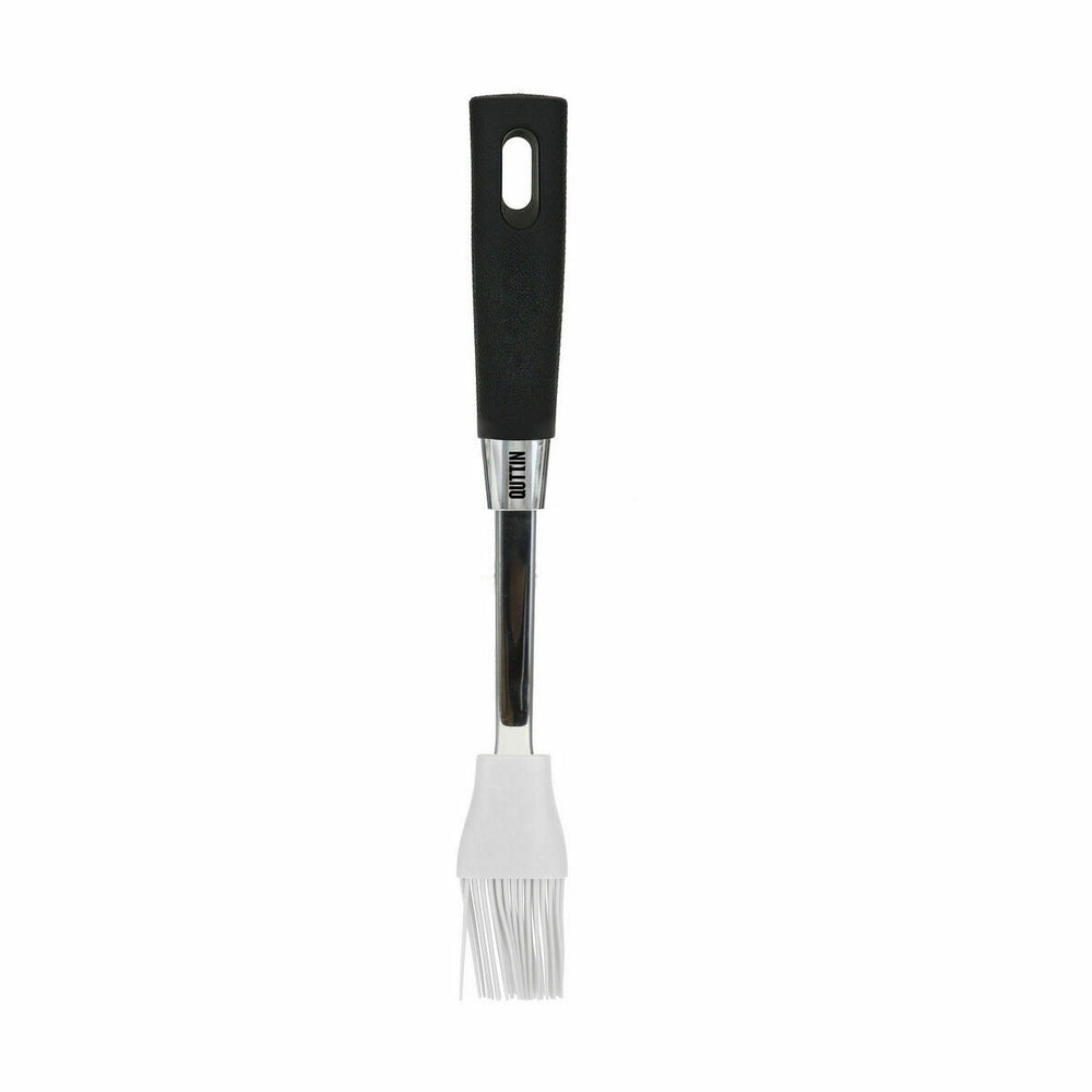 Un Pincel de Silicona Quttin Foodie Negro 28 x 4 cm 2 mm (18 Unidades) con mango negro y eje de acero inoxidable es el complemento perfecto para tus utensilios de cocina.
