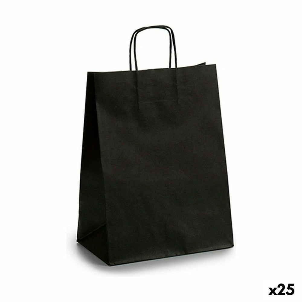 Paper Bag 24 x 12 x 40 cm Black (25 Units)