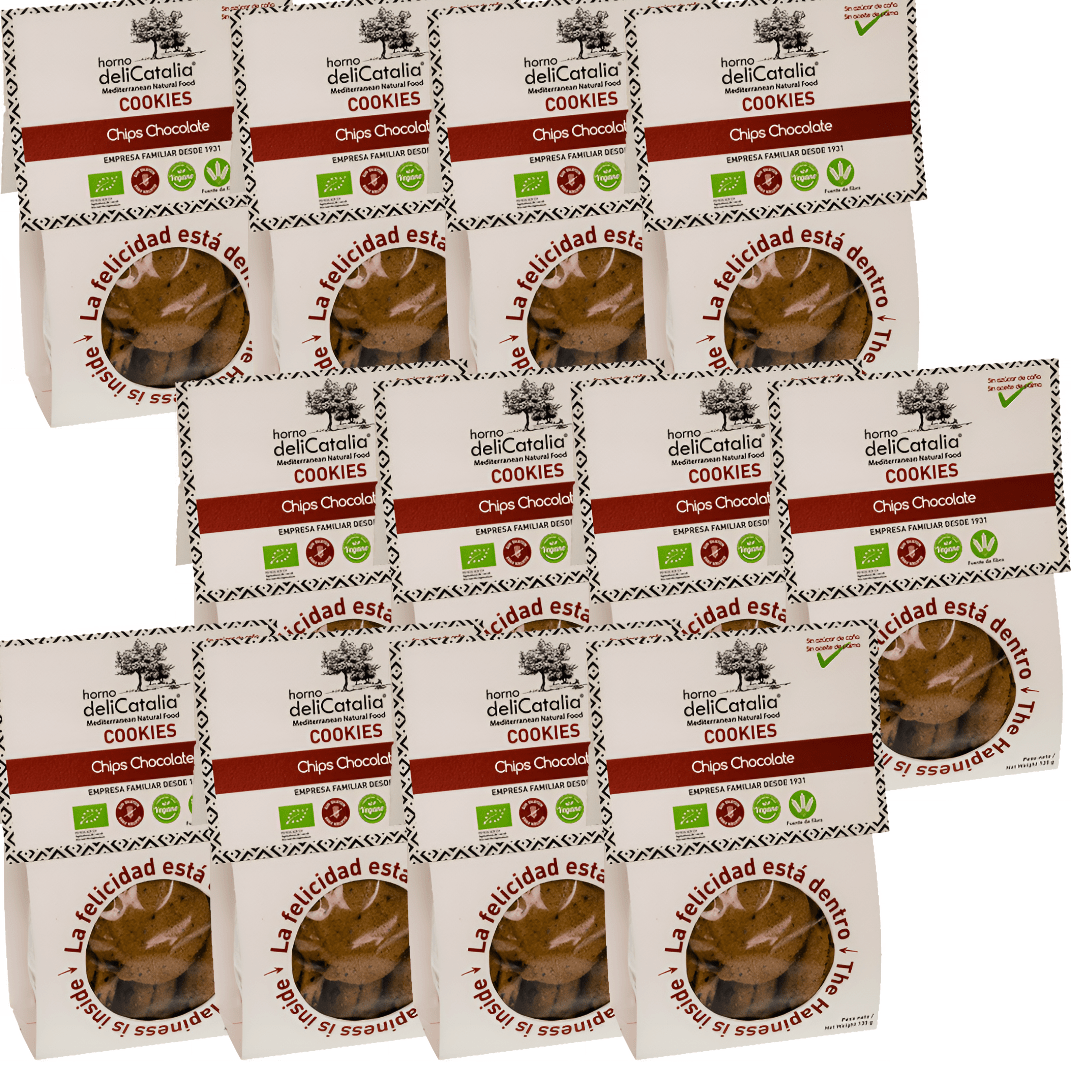Cookies Ecologicas Chips Chocolate Expositor de 12 Paquetes - DeliCatalia ( 135g por paquete) - chocolateSI.com