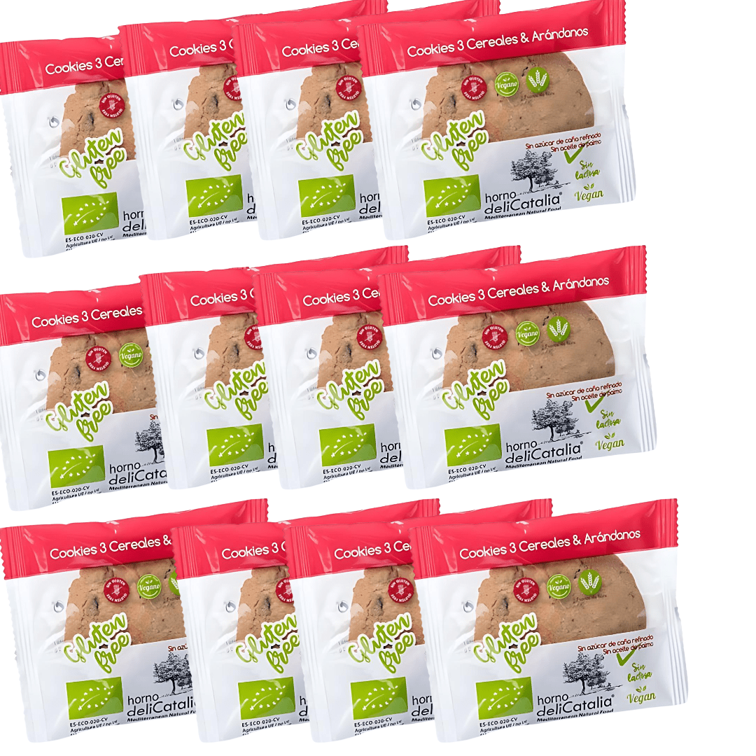 Cookie XL Ecológica de Cereales y Arándanos - Expositor de 12 unidades - DeliCatalia (480g) - chocolateSI.com