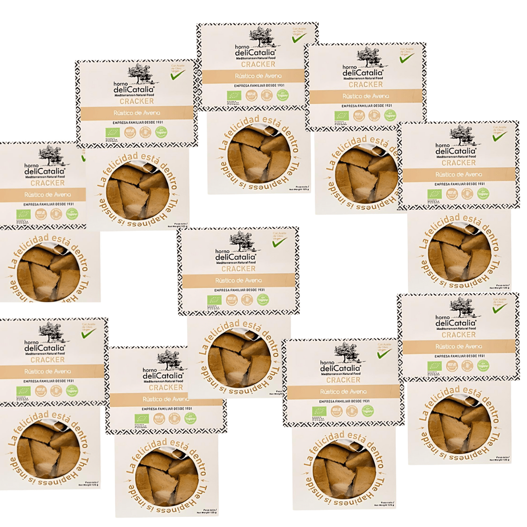 Cracker Ecológico Rústico de Avena - Expositor de 12 paquetes - Delicatalia 125g - chocolateSI.com