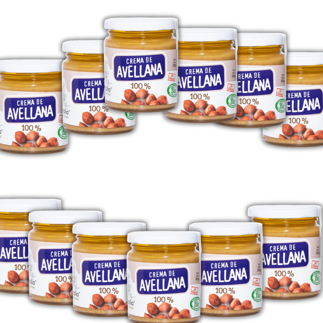 Crema de Avellana Ecológica BIO Expositor de 12 unidades - Delicatalia 225g - chocolateSI.com