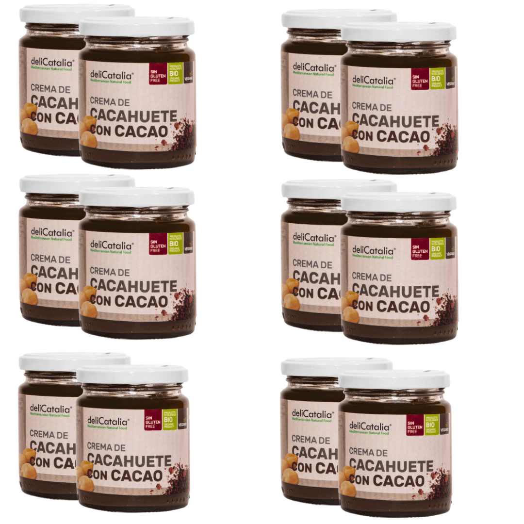 Crema de Cacahuete con Cacao - Expositor de 12 unidades - 225g DeliCatalia - chocolateSI.com