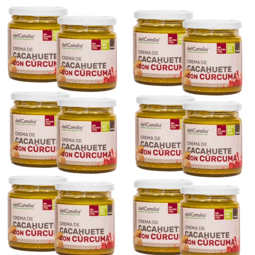 Crema de Cacahuete con Cúrcuma Expositor de 12 unidades - 225g DeliCatalia - chocolateSI.com