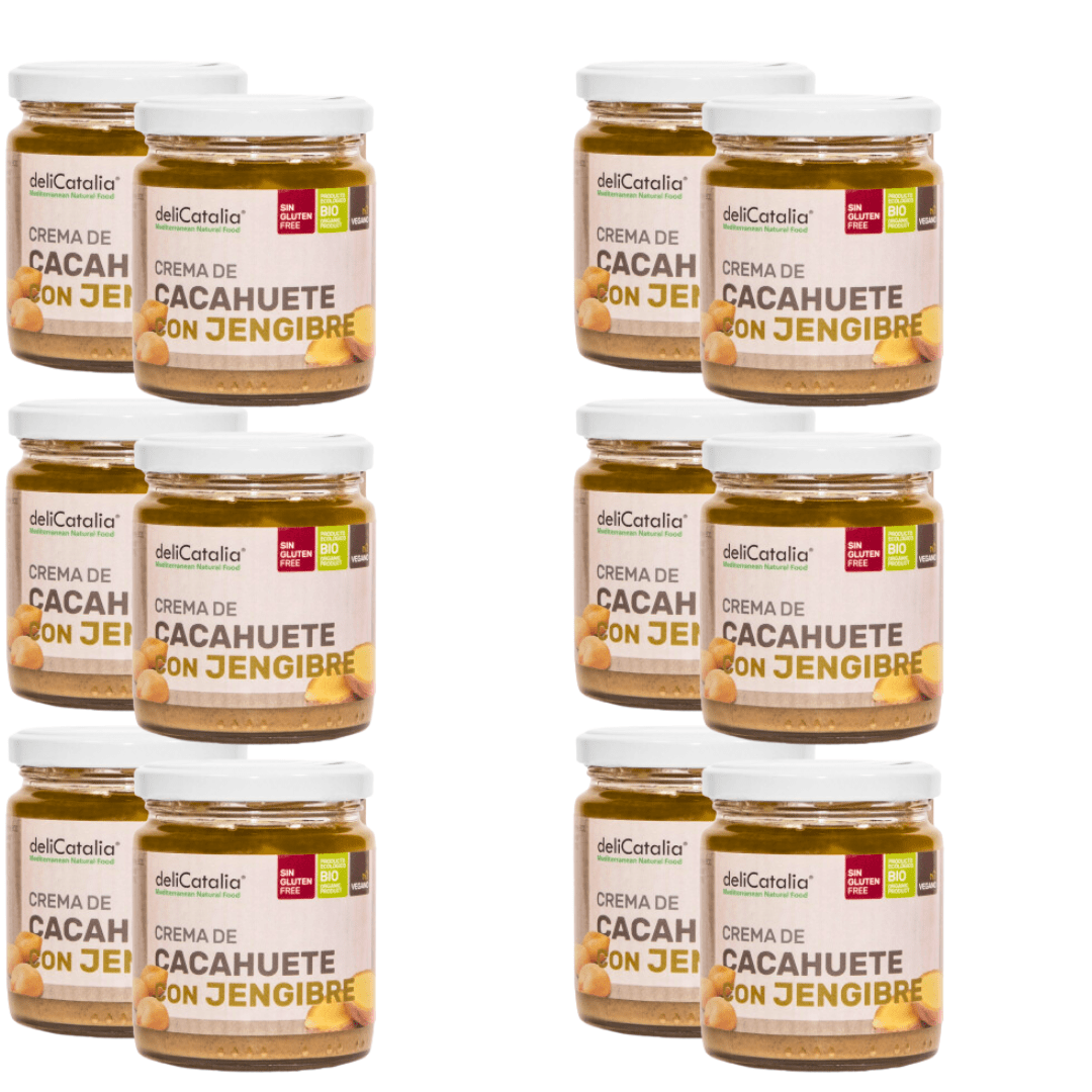 Crema de Cacahuete con Jengibre - Expositor de 12 unidades - 225g DeliCatalia - chocolateSI.com