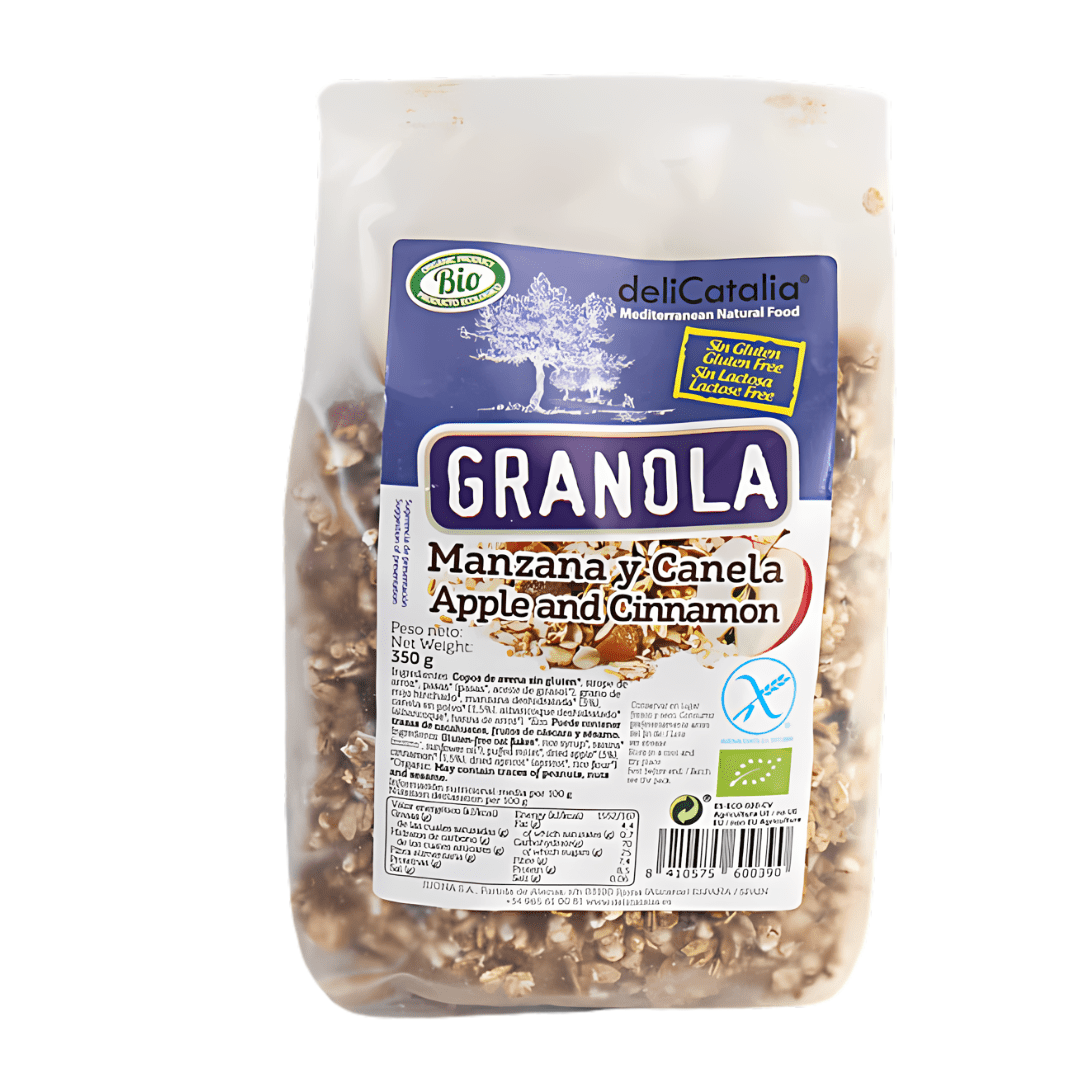 Granola Ecologica Manzana y Canela Sin Gluten - Pack de 6 - DeliCatalia (350 gr) - chocolateSI.com