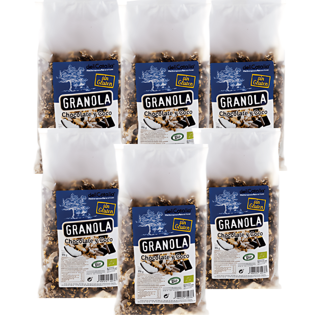 Granola Ecologica de Chocolate y Coco ECO - Pack de 6 unidades - DeliCatalia (350g cada una) - chocolateSI.com