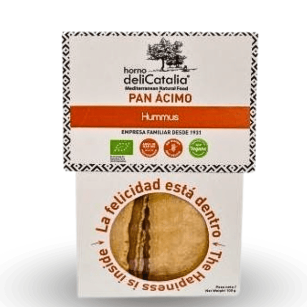 Pan Ácimo Hummus Ecológico - Expositor de 12 paquetes- Delicatalia (10 ...