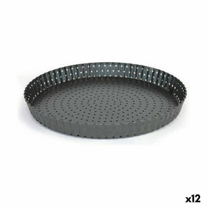 Springform Pan Quttin Black Carbon steel Drilled 32 x 3 cm (12 Units)