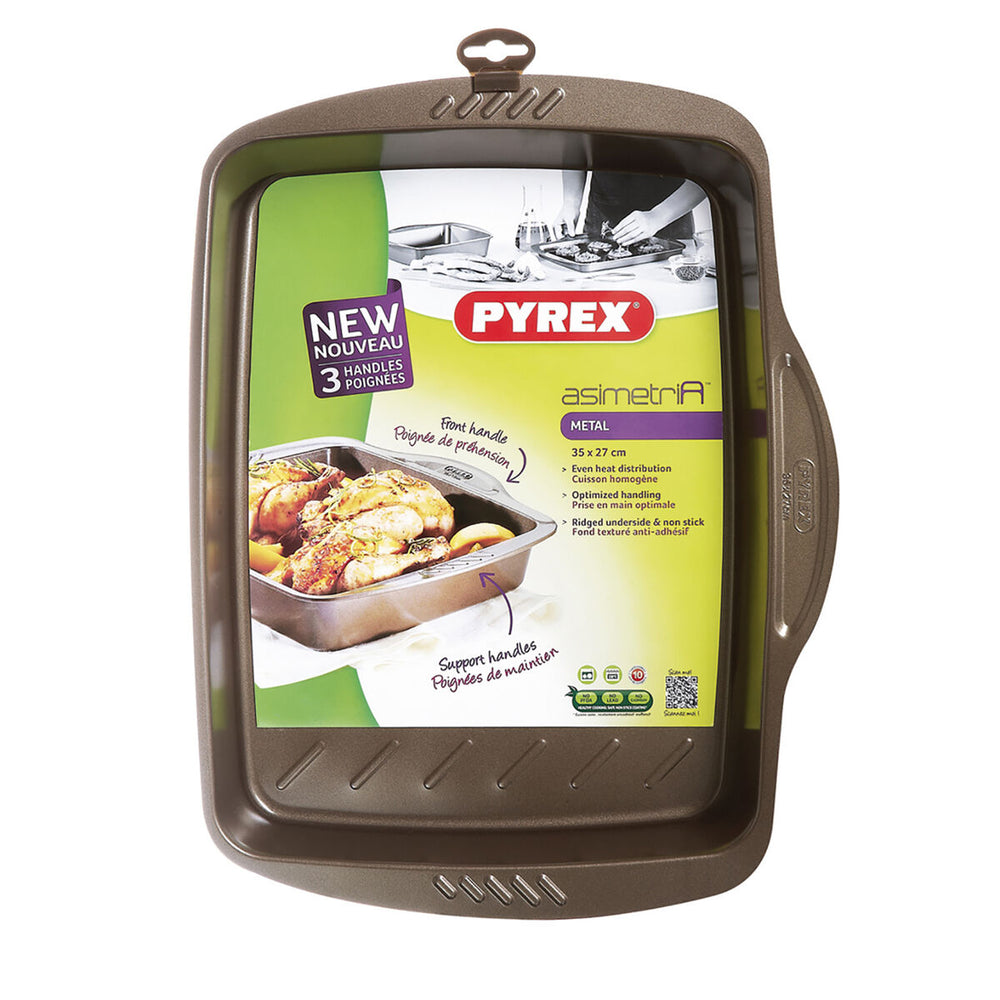 Rectangular Mould Pyrex Asimetria Black Metal 35 x 27 cm Rectangular (6 Units)