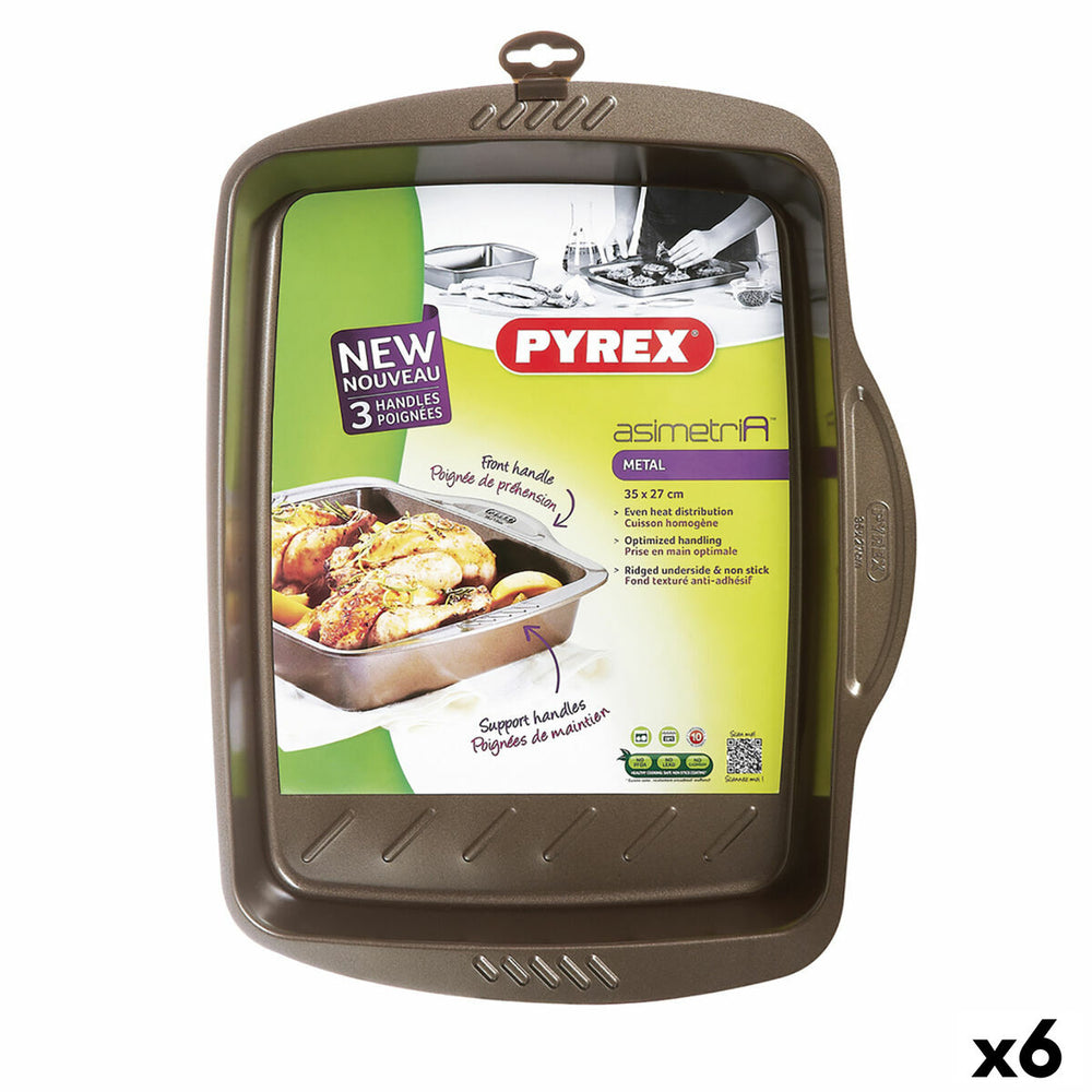 Molde para Horno Pyrex Asimetria Rectangular Negro 35 x 27 cm Metal (6 Unidades)