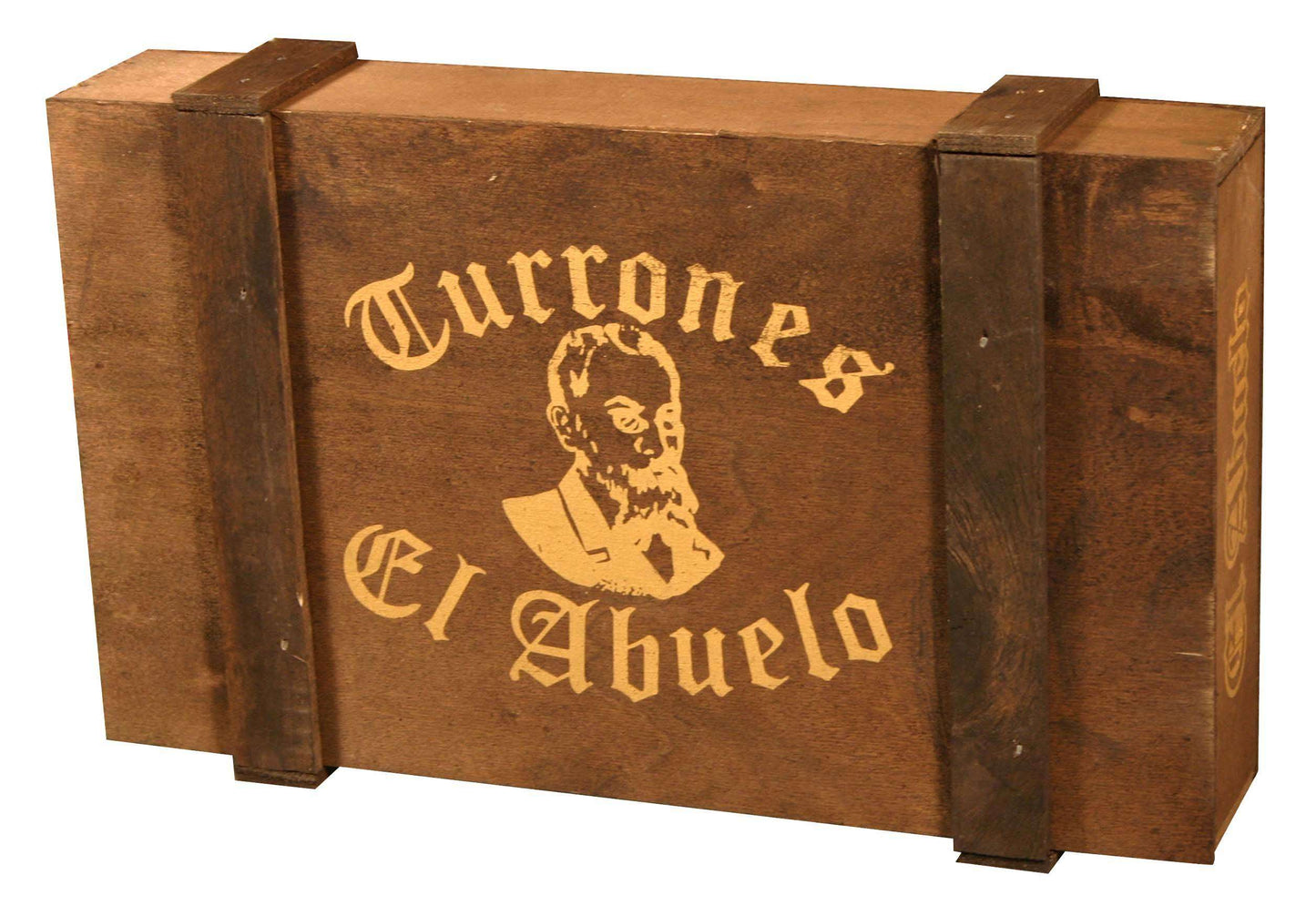 Lote 7 - Caja madera Gourmet by Jijona S.A. (Partida de Alequa s/n, Jijona, Alicante) es una caja de madera con refuerzos metálicos, ideal para regalar turrón de Miel de Romero o Polvorones clásicos.