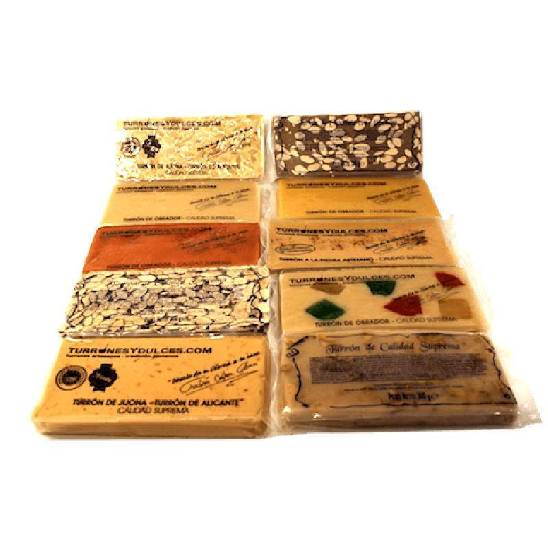 Lote 10 turrones artesanos variados (+1 de regalo)-ChocolateSI-Blandos,Con Almendras,Con Frutas,Crujiente,Duro,Lotes,Sin Gluten,turrones artesanos