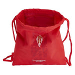 Bolsa Mochila con Cuerdas Real Sporting de Gijón Rojo con logo y texto del Real Sporting de Gijón en frontal.