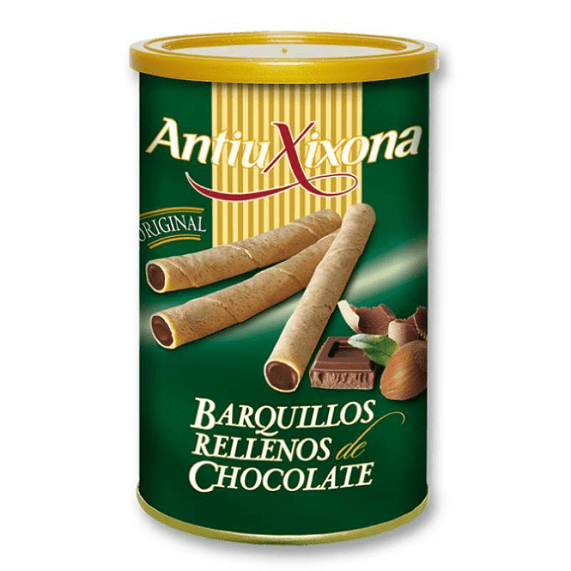 Caja de 12 latas de Barquillos Rellenos de Chocolate - chocolateSI.com