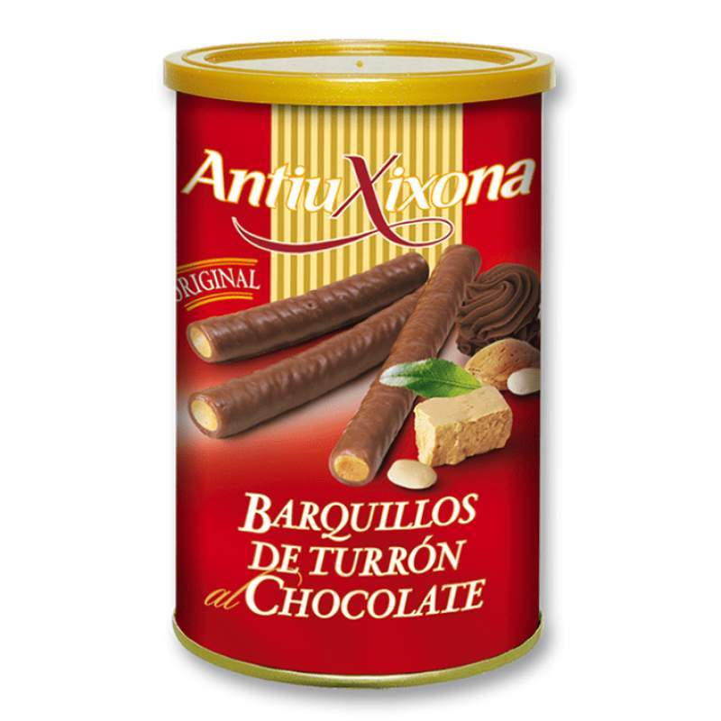 Barquillos de Turrón al Chocolate-ChocolateSI-Barquillos,Cajas,Con Almendras,Crema,Crujiente,Manteca de Cacao,Pasta de Cacao,turrones artesanos