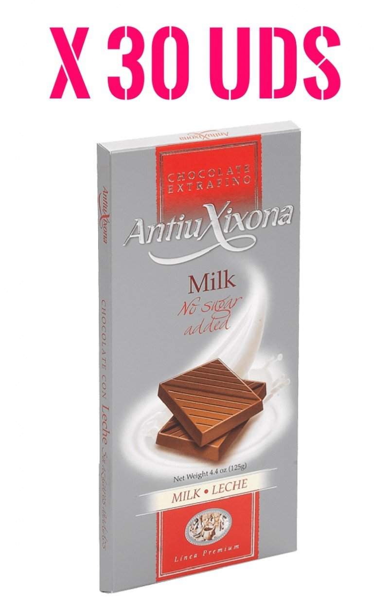 Chocolate con Leche sin azúcares añadidos Antiu Xixona Premium en Caja de 30 unidades - chocolateSI.com