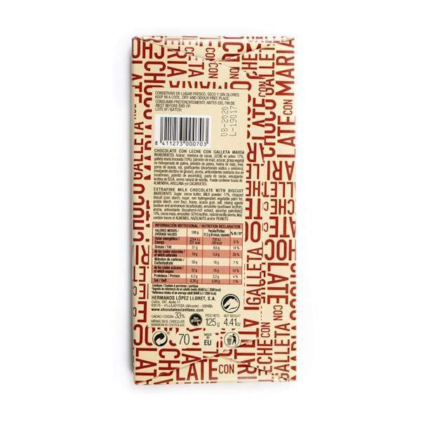 Chocolate con Leche y Galleta María 125g - El Clavileño - chocolateSI.com