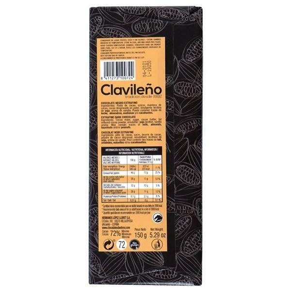 Chocolate Negro 72% Cacao - El Clavileño - chocolateSI.com