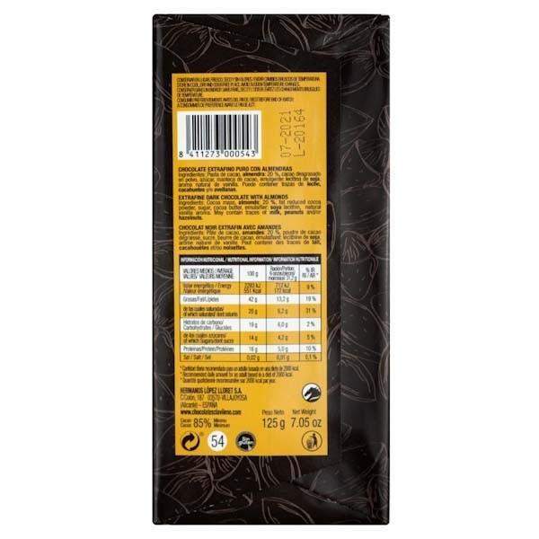 Chocolate Negro 85% Cacao y Almendra 125g - El Clavileño - chocolateSI.com