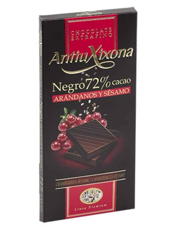 ChocolateSI Chocolate Negro 72% con Arándanos y Sésamo Antiu Xixona Premium