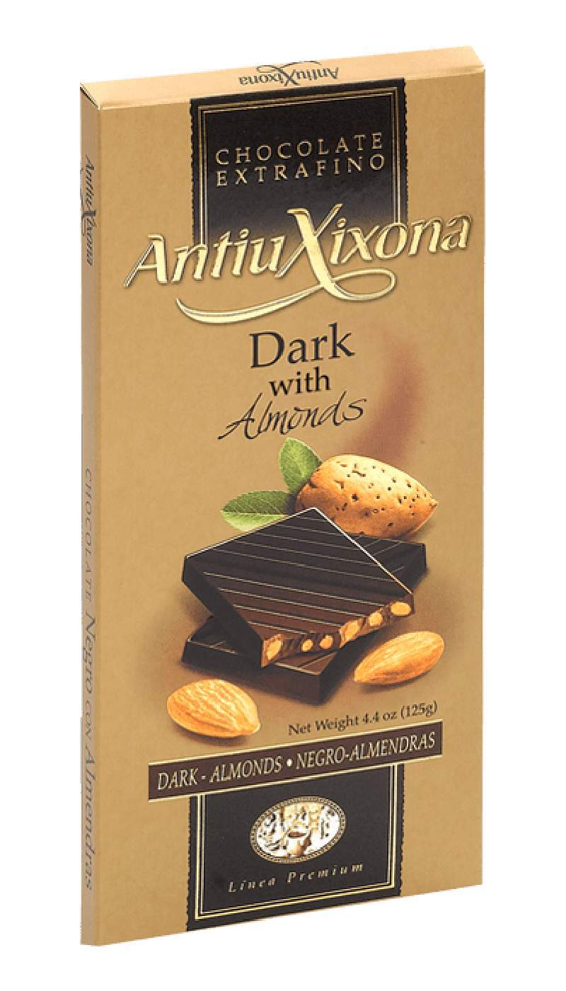 Chocolate Negro con Almendras Antiu Xixona Premium-ChocolateSI-antiu xixona,Chocolate Negro,Con Almendras,Sin Gluten,Sin Lactosa,tabletas