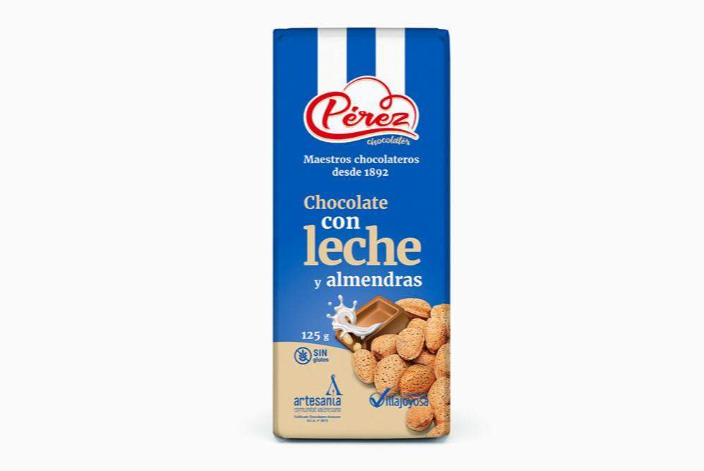 Chocolate con Leche y Almendras 32% Cacao 125g - Chocolates Pérez - chocolateSI.com