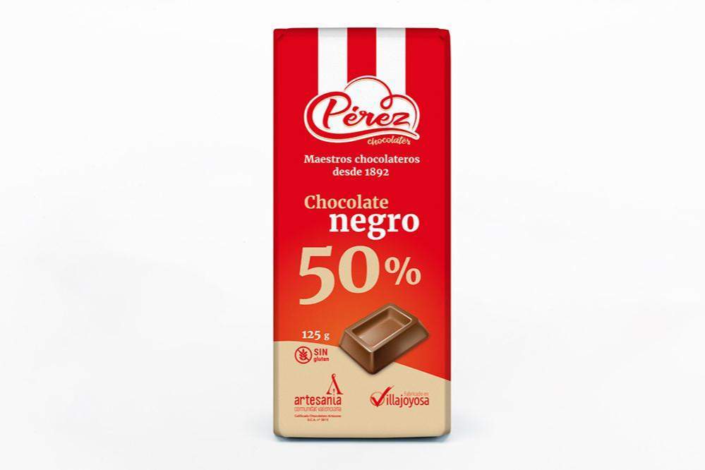 Chocolate Negro 50% Cacao 125g - Chocolates Pérez-chocolateSI-Chocolate Negro,perez,Sin Gluten,tabletas