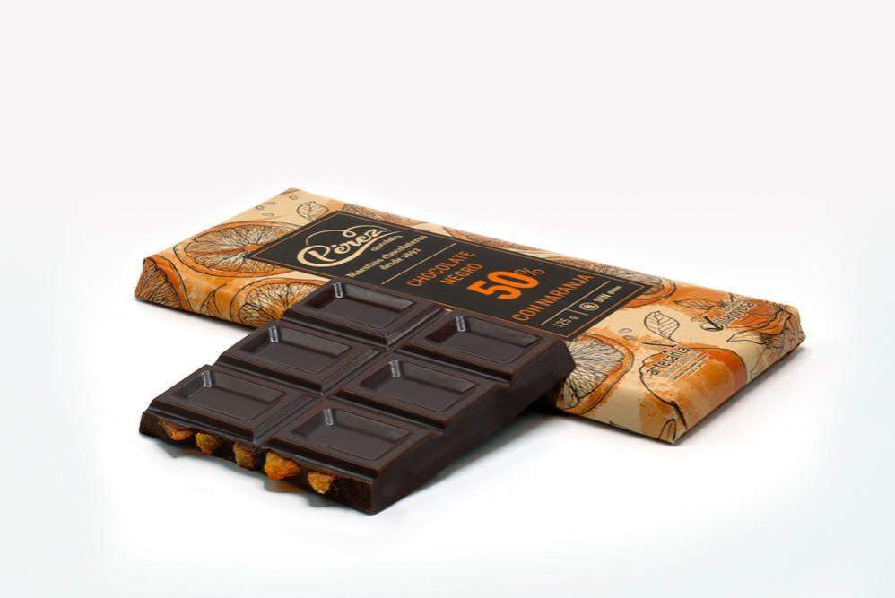 Chocolate Negro con Naranja 50% Cacao 125g - Chocolates Pérez - chocolateSI.com