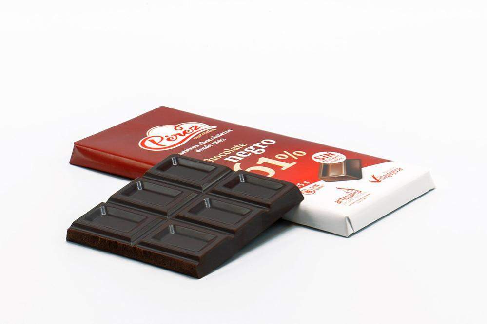 Chocolate Negro 61% Sin Azúcares Añadidos 125g - Chocolates Pérez - chocolateSI.com