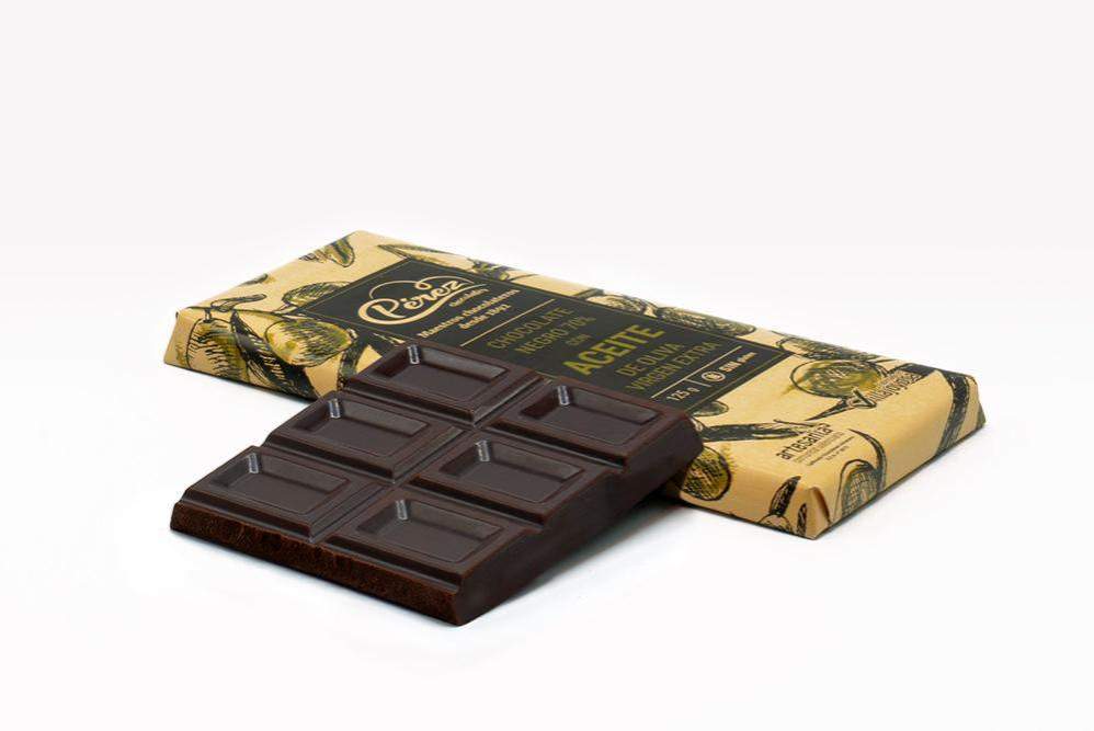 Chocolate Negro 70% Cacao Aceite de Oliva Virgen Extra 125g - Chocolates Pérez - chocolateSI.com