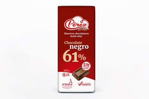 Chocolate Negro 61% Sin Azúcares Añadidos 125g - Chocolates Pérez-chocolateSI-Chocolate Negro,perez,Sin Azúcar,Sin Gluten,tabletas