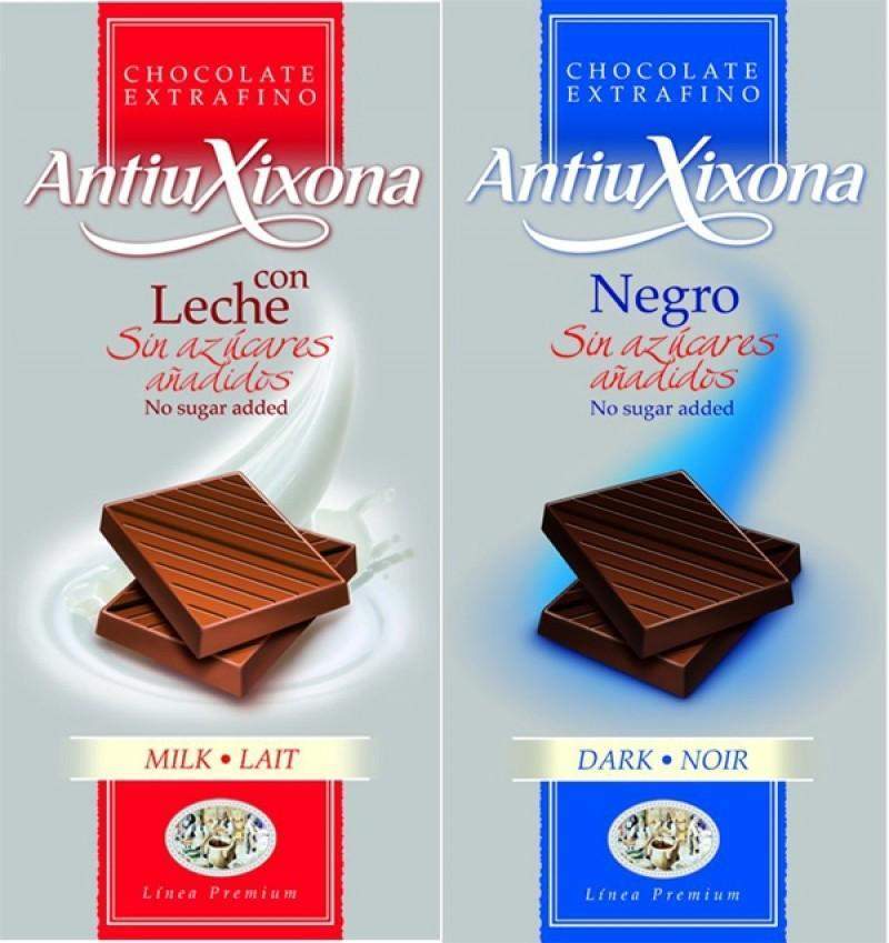 Lote 6 Chocolates sin azúcar Antiu Xixona (con leche y puros)-ChocolateSI-antiu xixona,Chocolate Puro,Con Leche,Lotes,Sin Azúcar,Sin Gluten