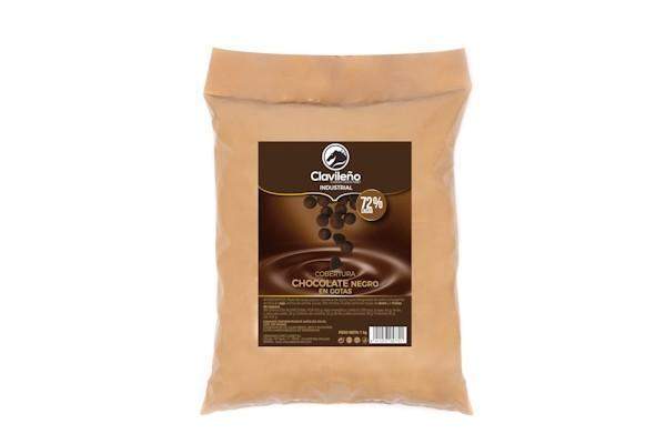 Cobertura de Chocolate Negro 72% en Gotas 1kg - Chocolates Clavileño - chocolateSI.com