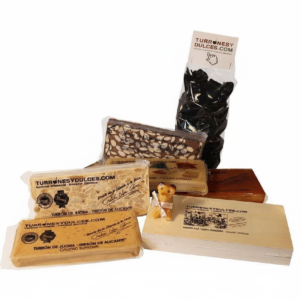 Lote Jijonenco Artesano. Pack con turrones artesanos, bombones y regalo de mazapán.-ChocolateSI-Blandos,Cajas,Con Almendras,Con Frutas,Duro,Grandes,Lotes,Mazapanes,Ofertas,Sin Gluten,turrones artesanos