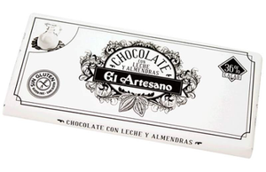 Tableta de Chocolate con leche 36% cacao con Almendras 150g - El Artesano-ChocolateSI-Con Almendras,Con Leche,el artesano,Sin Gluten,tabletas