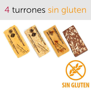 Pack 4 turrones sin gluten-ChocolateSI-Con Almendras,Con Frutas,Lotes,Manteca de Cacao,Sin Gluten,turrones artesanos