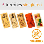 Pack 5 turrones sin gluten-ChocolateSI-Con Almendras,Con Frutas,Lotes,Sin Gluten,turrones artesanos