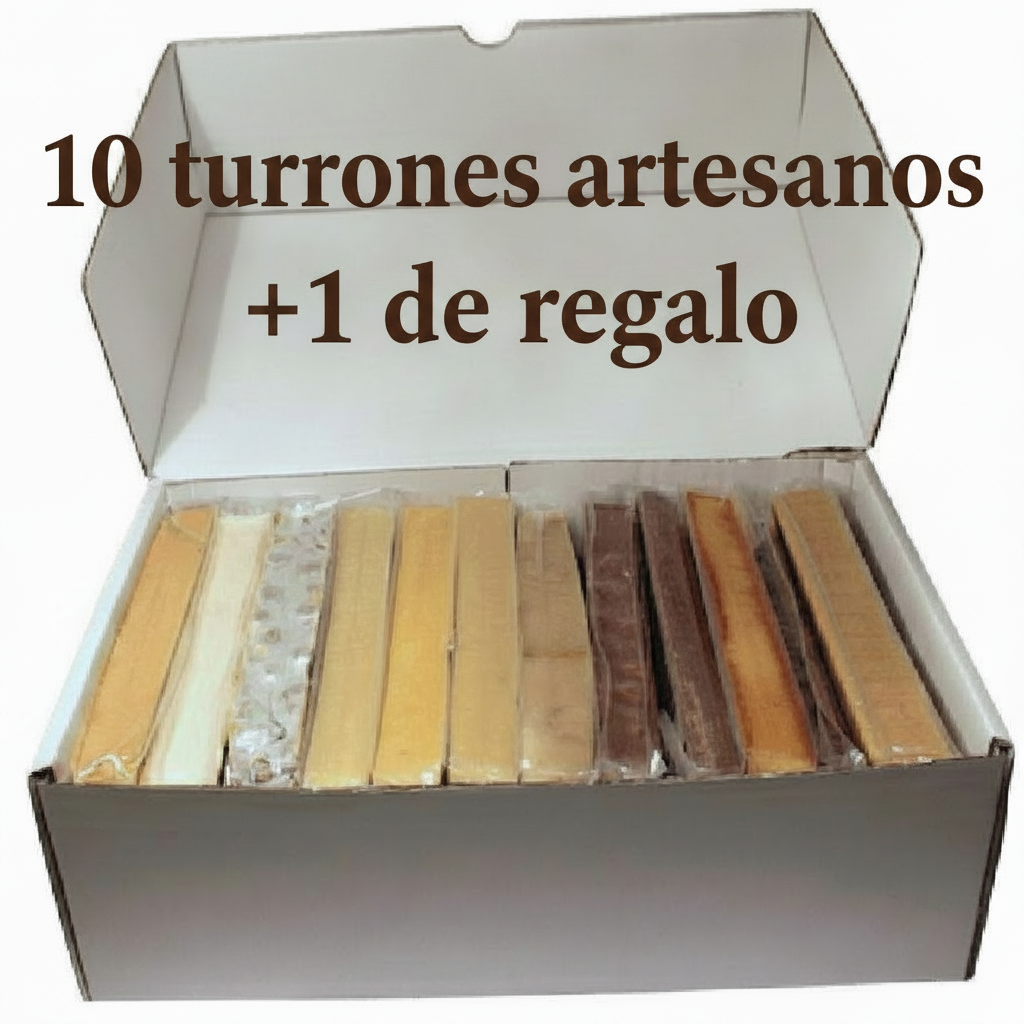 Lote 10 turrones artesanos variados (+1 de regalo)-ChocolateSI-Blandos,Con Almendras,Con Frutas,Crujiente,Duro,Lotes,Sin Gluten,turrones artesanos