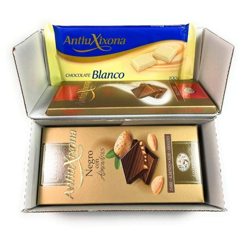 Lote 7 Chocolates de la marca Antiu Xixona - Calidad Premium Extrafino-ChocolateSI-70%,80%,antiu xixona,Chocolate Blanco,Chocolate Negro,Con Almendras,Con Frutas,Con Leche,Lotes