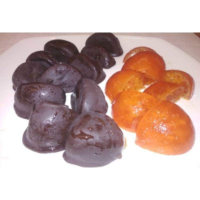 Cuartos de mandarina con Chocolate Negro a granel en formato de 1kg o 5kg. - chocolateSI.com
