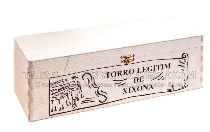 Caja de madera con tapa para 3 turrones de 500 gramos (vacía) - Madera Natural de Chopo - 31cm x 11cm x 10cm - Visagras y Cierre Doradas-ChocolateSI-Cajas,Chocolate Puro,Con Almendras,Con Leche,Lotes,Mazapanes,turrones artesanos