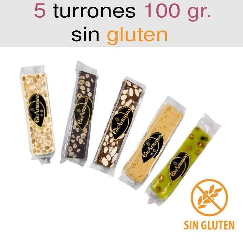Lote de 5 turrones 100 gr. Categoría Rilsan - El Artesano-el artesano-Avellanas,Bolsas transparentes,Chocolate Puro,Con Almendras,Con Frutas,Con Frutos Secos,Con Leche,el artesano,Lotes,Manteca de Cacao,Pasta de Cacao,Pistachos,Sin Gluten