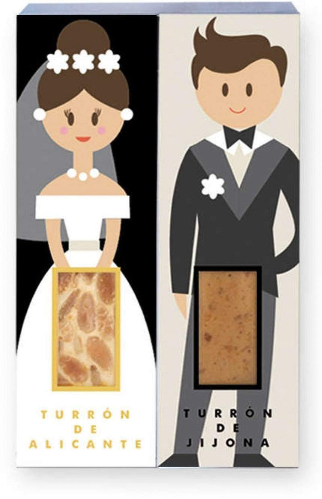 Caja de porciones para bodas Turrón de Jijona y Turrón de Alicante 2 uds-ChocolateSI-Cajas,Con Almendras,Sin Gluten,Sin Lactosa