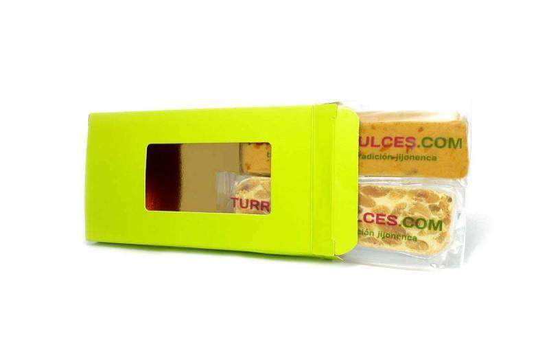 Caja de porciones Turrón de Jijona y Turrón de Alicante 2 uds-ChocolateSI-Blandos,Cajas,Con Almendras,Duro,Eventos,Sin Gluten,Sin Lactosa,turrones artesanos