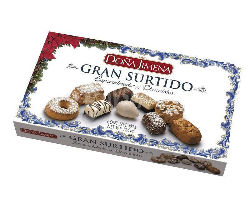 Surtido de especialidades y chocolates  Doña Jimena 500g-ChocolateSI-Con Almendras,Lotes,Navidad